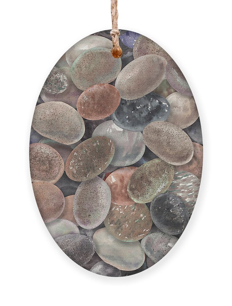  Rocks Ornament featuring the painting Beach Rocks Collection Watercolor I by Irina Sztukowski