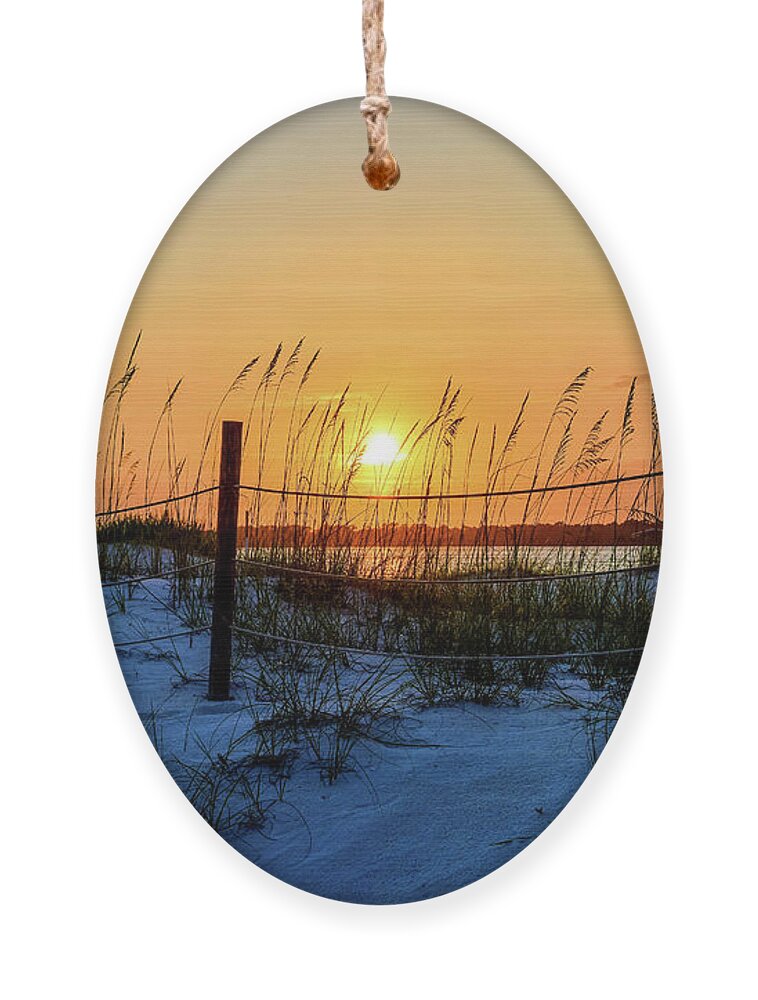 Sun Ornament featuring the photograph Beach Sand Dunes Sunset, Perdido Key, Florida by Beachtown Views