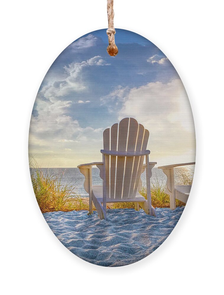 Clouds Ornament featuring the photograph Beach Time by Debra and Dave Vanderlaan
