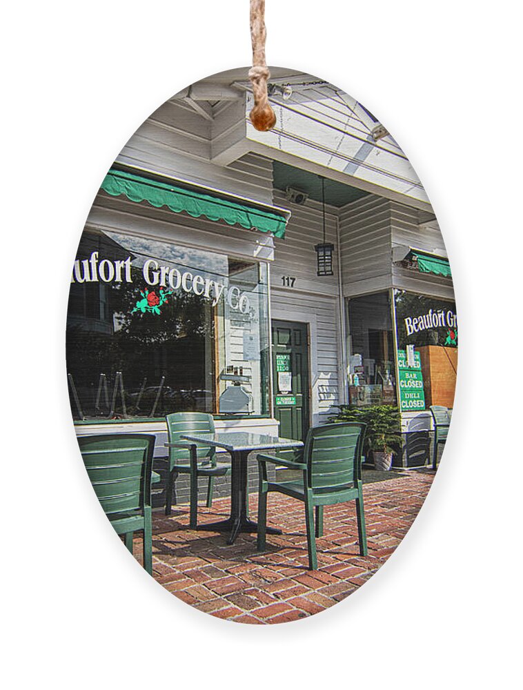 Beaufort Ornament featuring the photograph Beaufort Grocery Company - Beaufrot North Carolina by Bob Decker