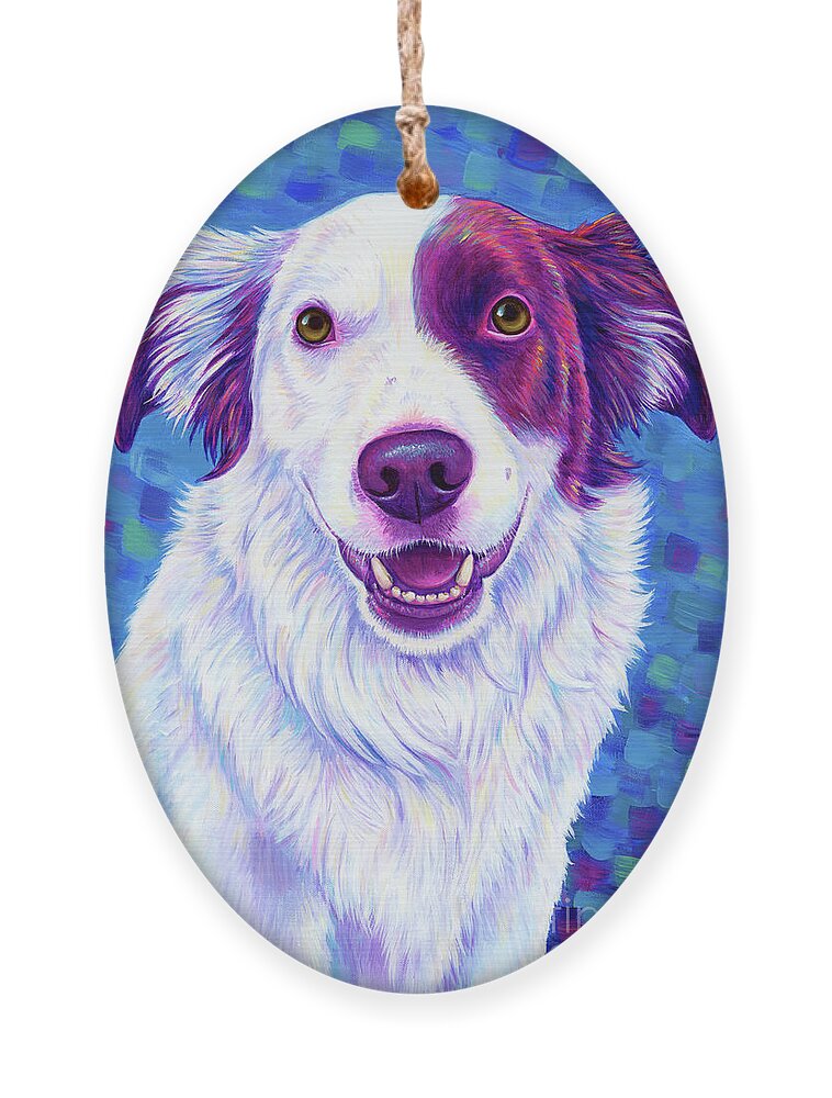 Border Collie Ornament featuring the painting Beautiful Border Collie by Rebecca Wang