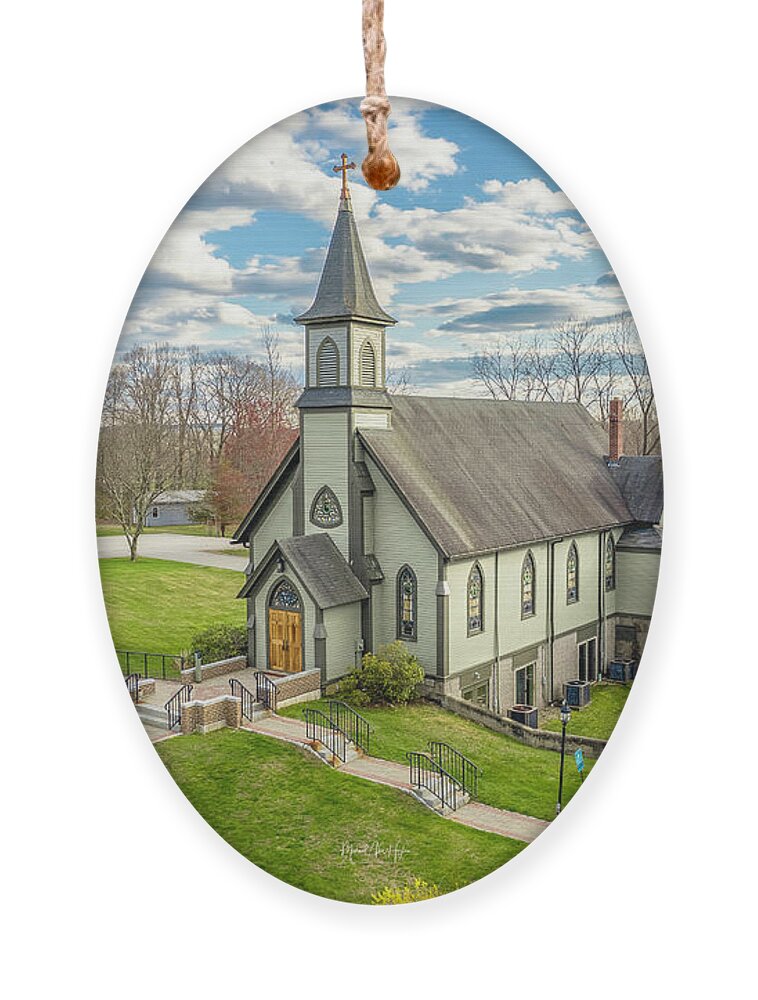 Holy Trinity Church Ornament featuring the photograph Beautiful Day to Reflect by Veterans Aerial Media LLC