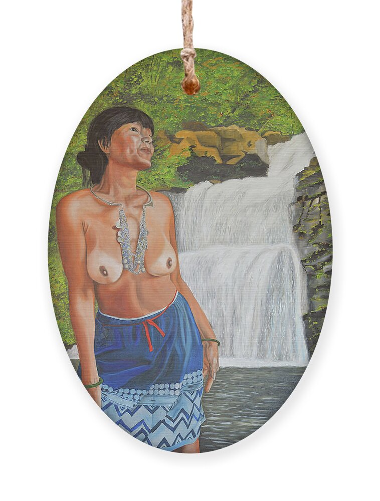 Bather Ornament featuring the painting Beauty and Paradise by Thu Nguyen