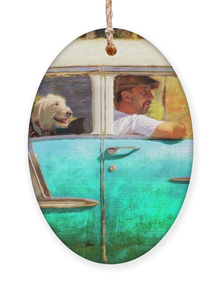 Our Town Ornament featuring the photograph Bel-Air Window Dog and Master by Craig J Satterlee