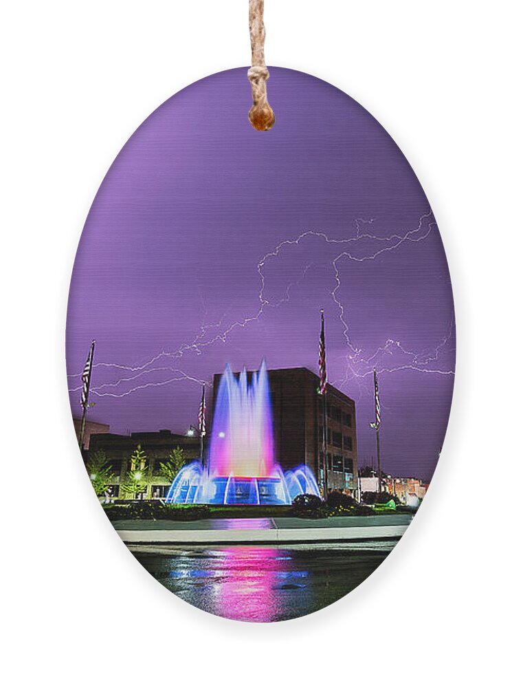 Belleville Ornament featuring the photograph Belleville Fountain Lightning by Marcus Hustedde
