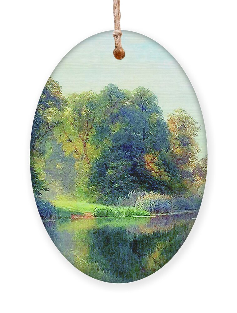 Landscape Ornament featuring the painting Beside Still Waters by Jane Small