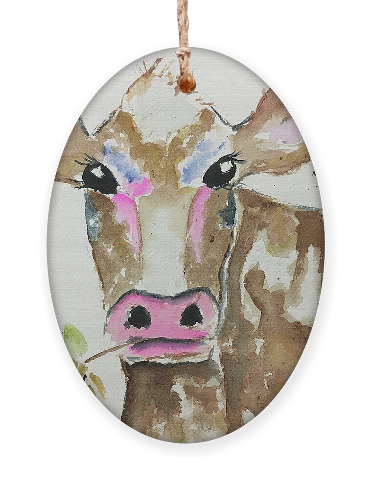 Cow Ornament featuring the painting Betty Cow by Roxy Rich