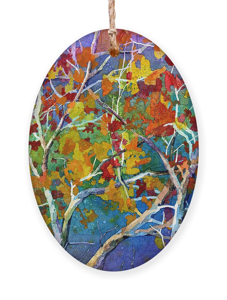 Trees Ornament featuring the painting Beyond the Woods - Orange by Hailey E Herrera