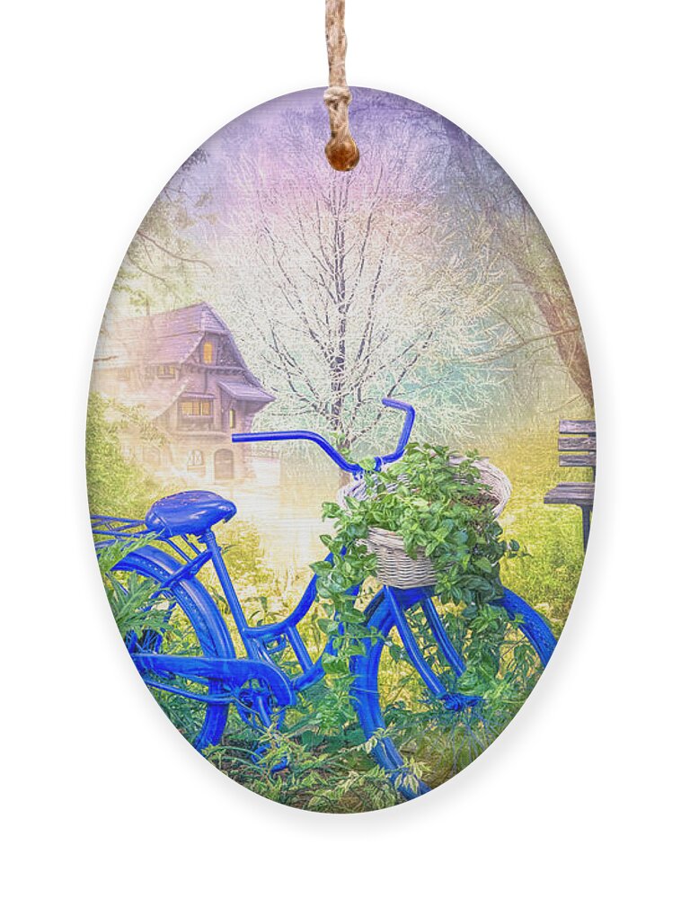 Barn Ornament featuring the photograph Bicycle in the Mist by Debra and Dave Vanderlaan