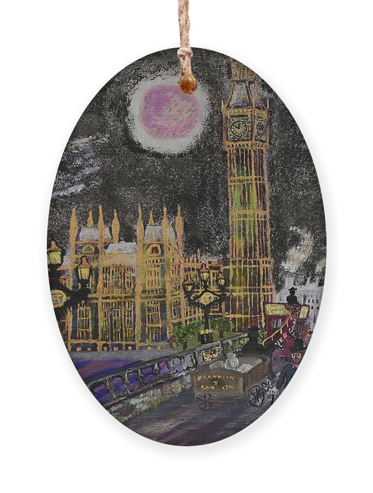 Big Ben Ornament featuring the painting Big Ben 1885 by David Westwood
