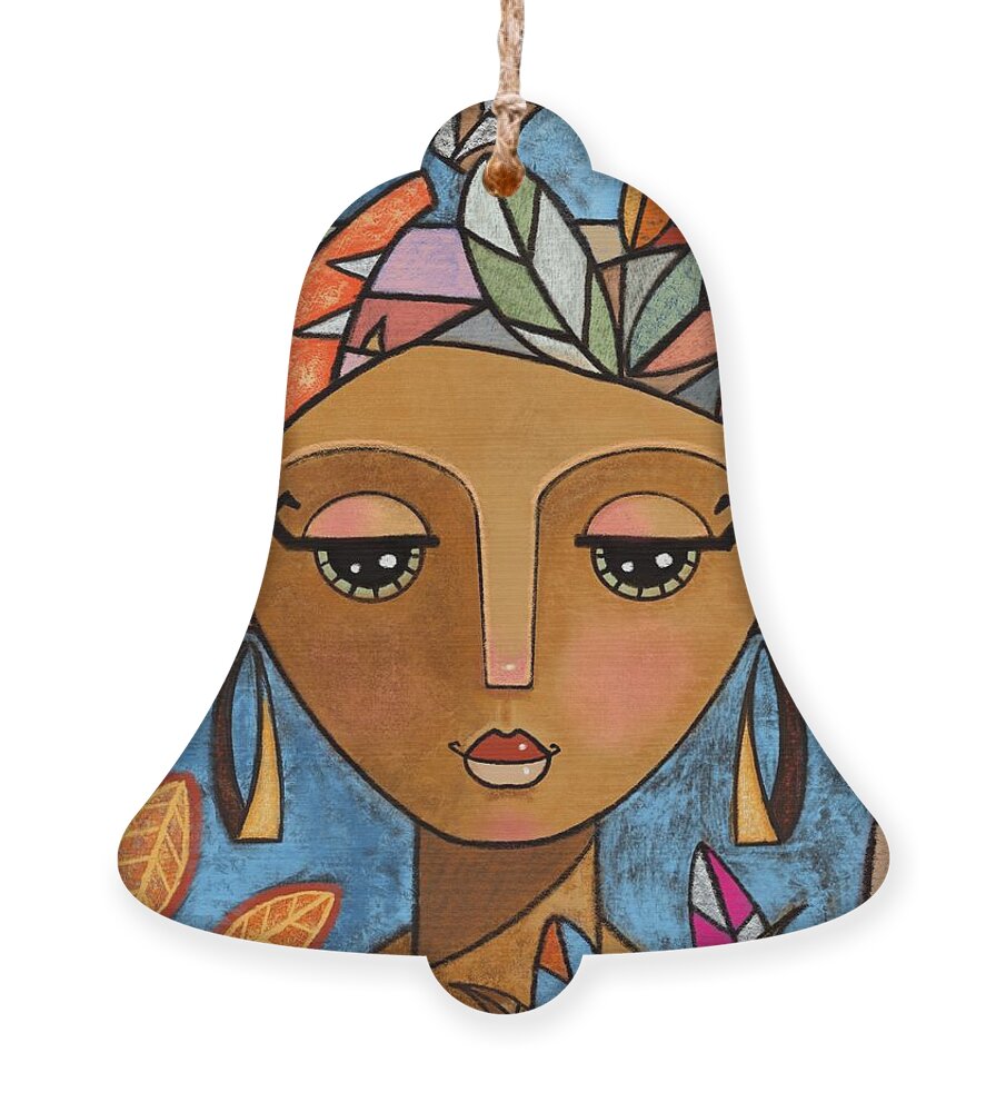 Girl Ornament featuring the mixed media Binnaz by Oscar Ortiz