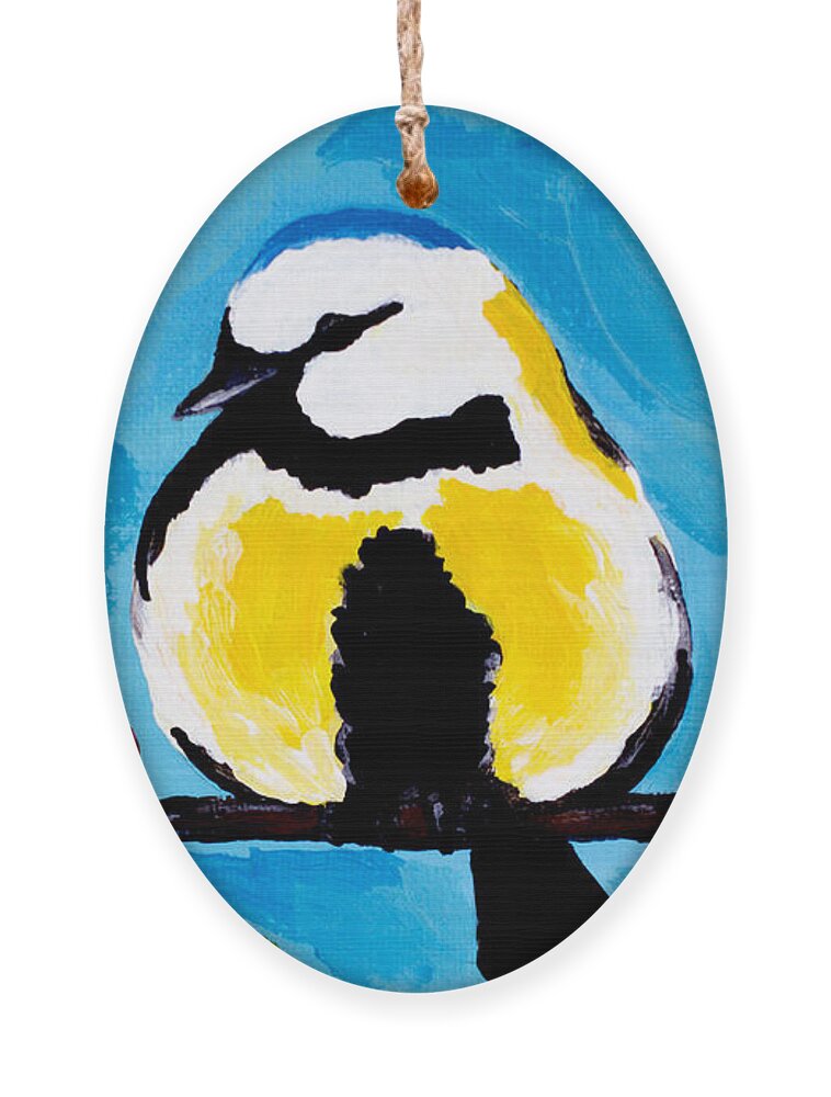Bird Ornament featuring the painting Bird Blue by Beth Ann Scott