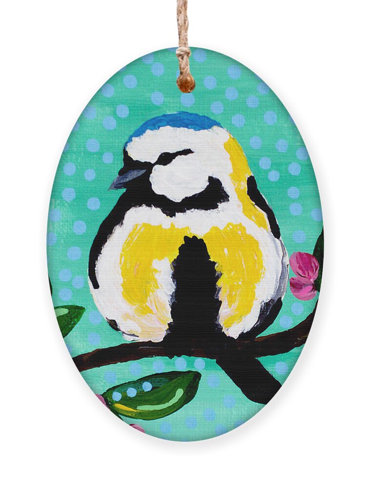 Bird Ornament featuring the painting Bird Teal by Beth Ann Scott