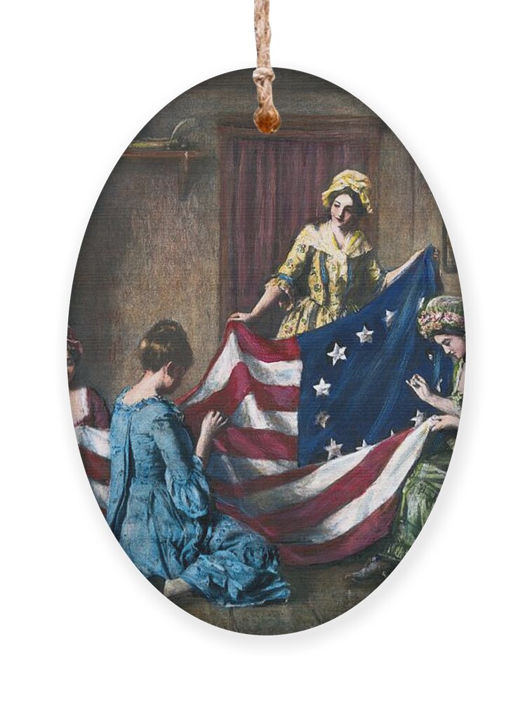 13 Star Flag Ornament featuring the painting Birth Of The Flag by Granger