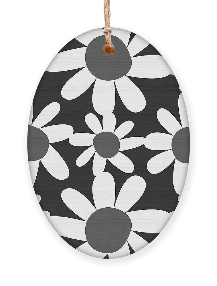 Floral Ornament featuring the digital art Black and White Flowers by Christie Olstad