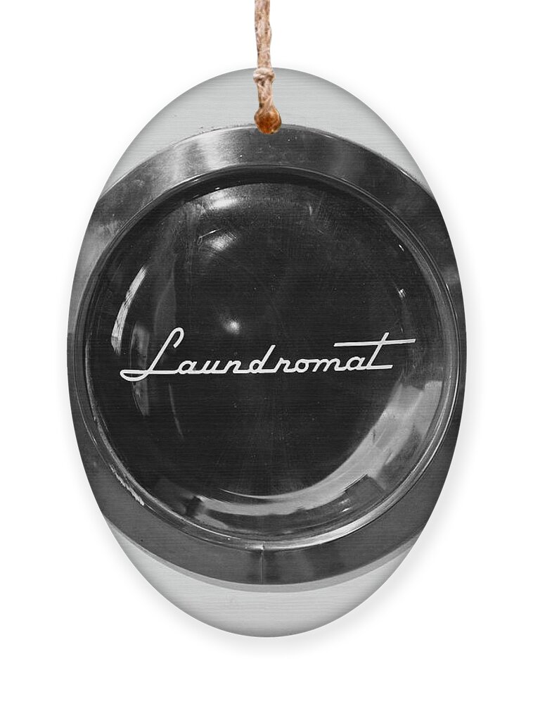 Black And White Laundromat Ornament featuring the photograph Black And White Laundromat by Dan Sproul