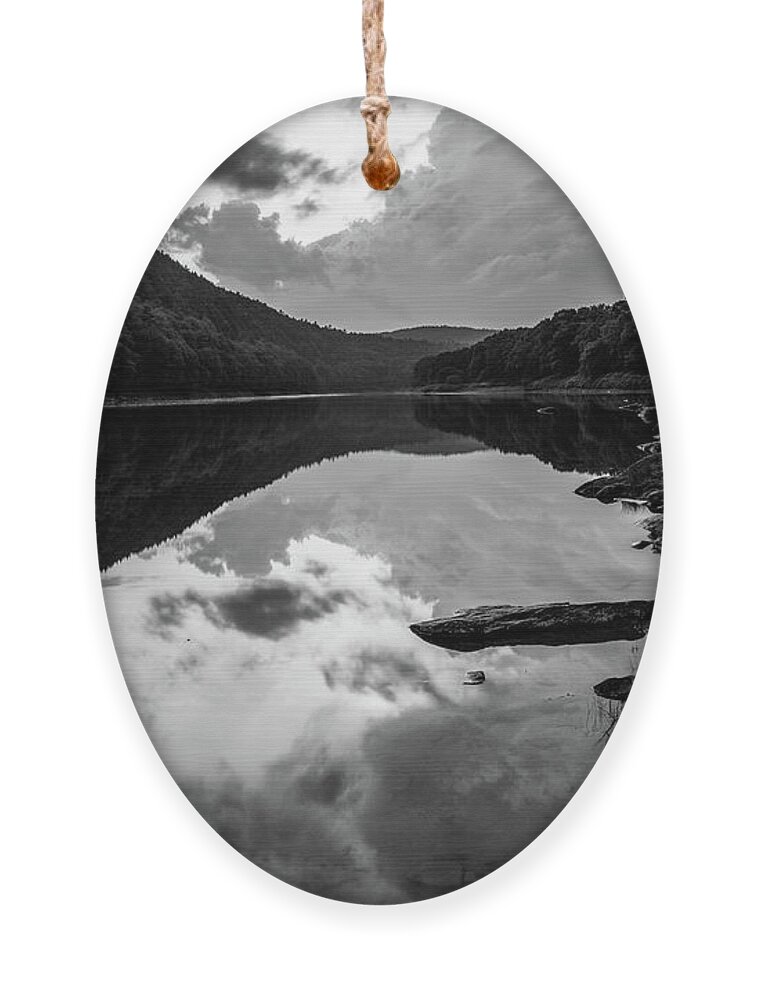 Rivers Ornament featuring the photograph Black and White Photography - Delaware River by Amelia Pearn