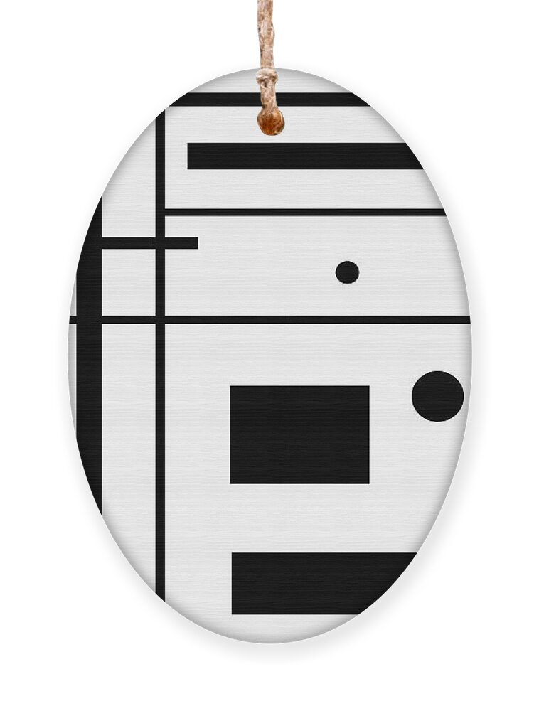 Abstract Ornament featuring the digital art Black Geometric Shapes On White by Kirt Tisdale