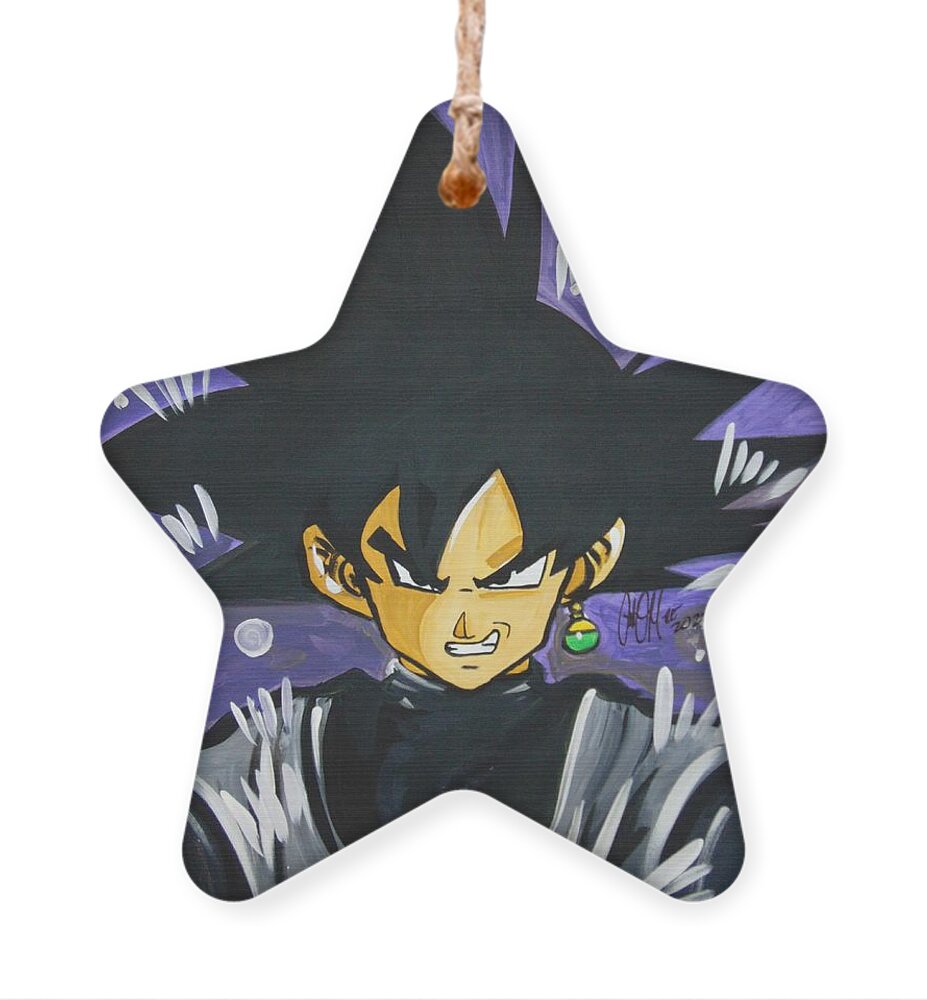 Goku Ornament featuring the painting Black Goku Power by Antonio Moore