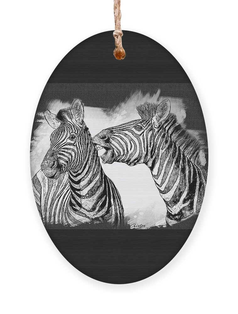 Zebras Ornament featuring the digital art Black On White by Larry Linton