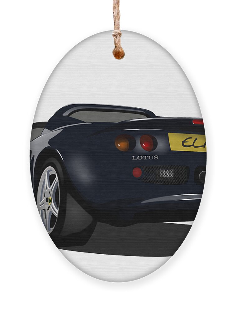 Sports Car Ornament featuring the digital art Black S1 Series One Elise Classic Sports Car by Moospeed Art