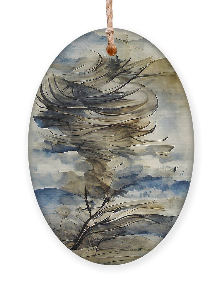Blowing Ornament featuring the painting Blowin In The Wind Watercolor Abstract by David Dehner