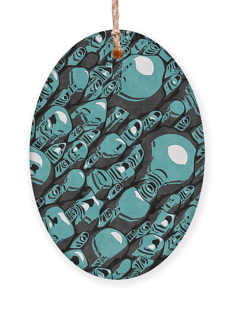 Blue Ornament featuring the digital art Blue And Grey Abstract by Phil Perkins