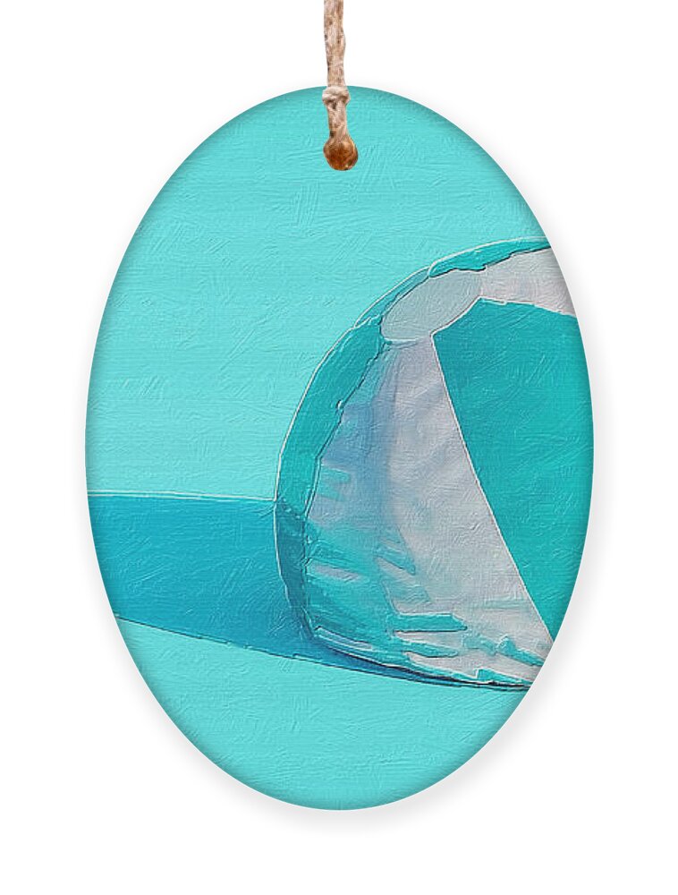 Wave Ornament featuring the painting Blue Beach Ball by Tony Rubino