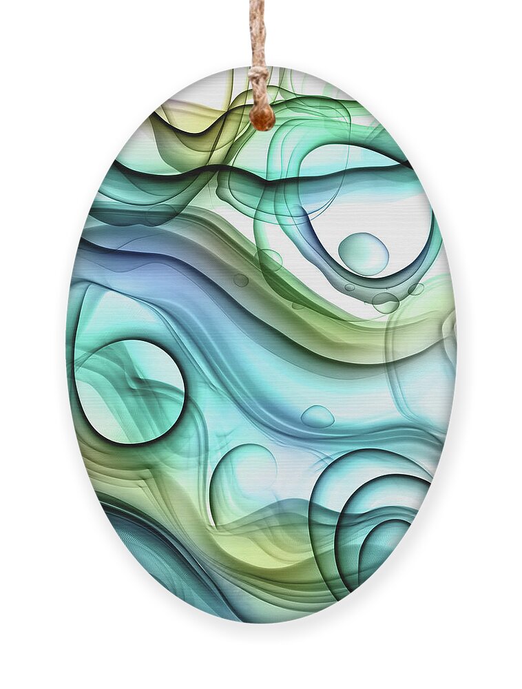 Blue Abstract Ornament featuring the digital art Blue Green Flow by Peggy Collins