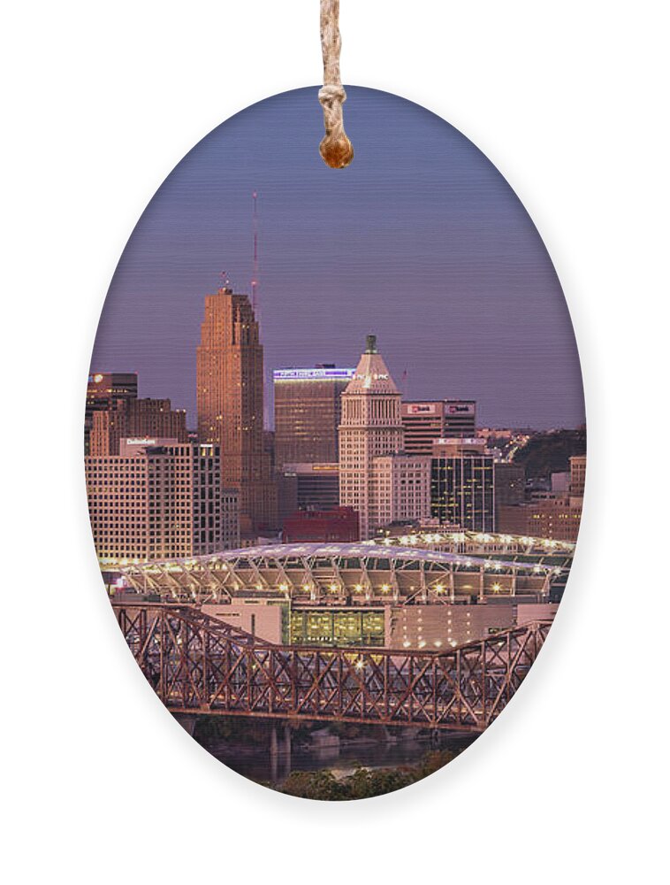 Blue Ornament featuring the photograph Blue Hour in Cincy by Rod Best