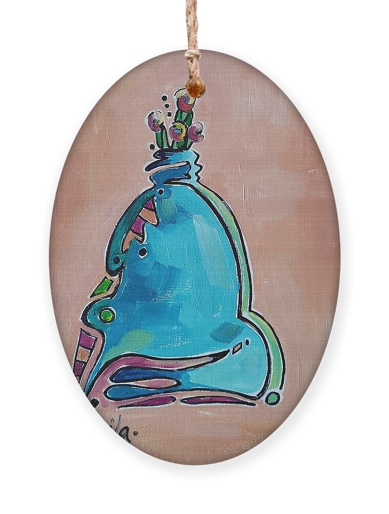 Floral Ornament featuring the painting Blue Vase by Sheila Romard