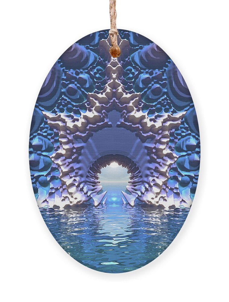 Digital Art Ornament featuring the digital art Blue Water Passage by Phil Perkins