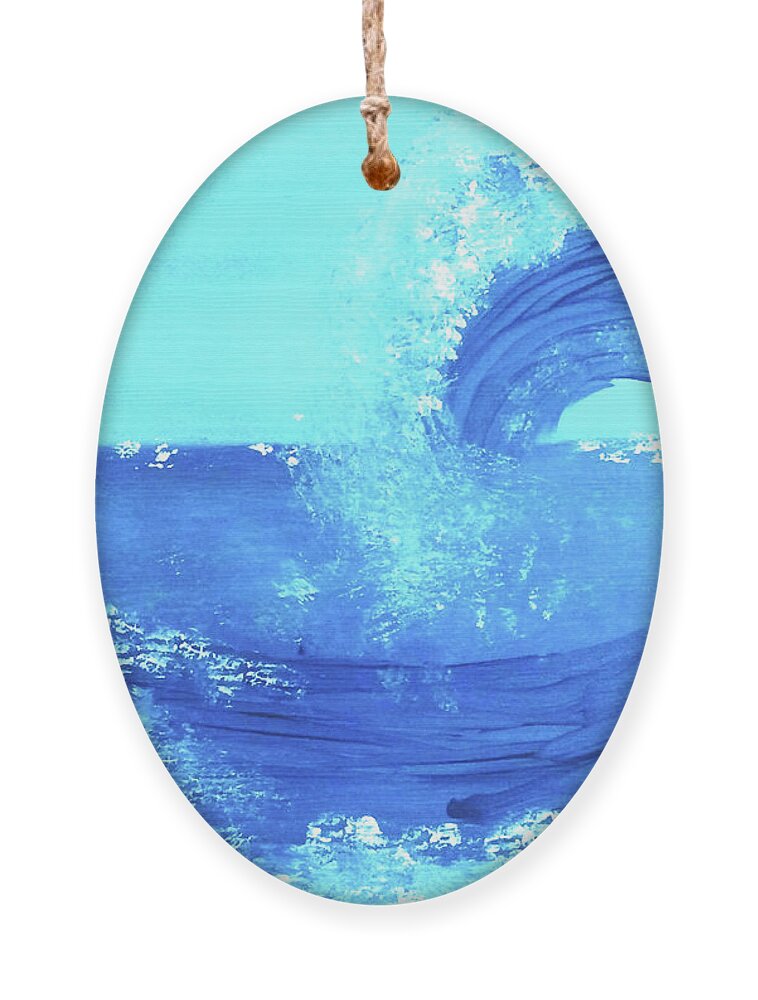 Blue Ornament featuring the painting BlueWave by Anna Adams