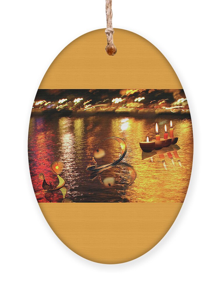 Boats Ornament featuring the digital art Boats by Lisa Yount