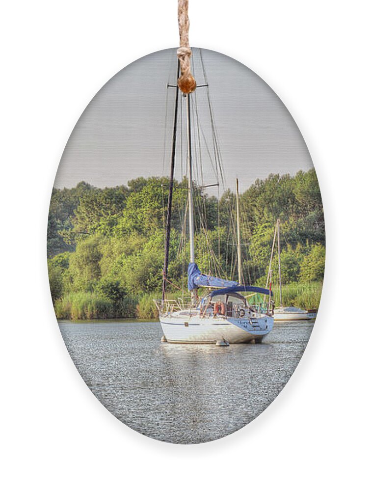 La Vilaine Ornament featuring the photograph Boats on La Vilaine, Brittany, France #4 by Elaine Teague