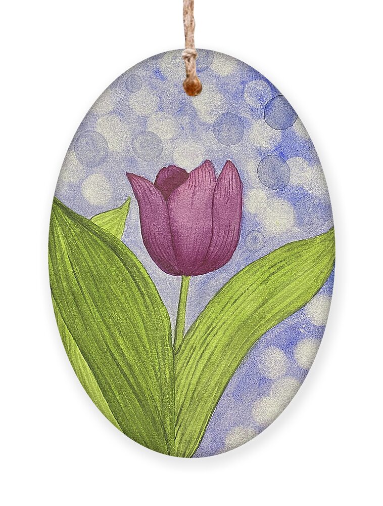 Tulip Ornament featuring the painting Bokeh Tulip by Lisa Neuman