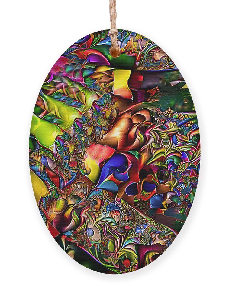 Abstract Ornament featuring the digital art Bold and Colorful Abstract by Debra Kewley