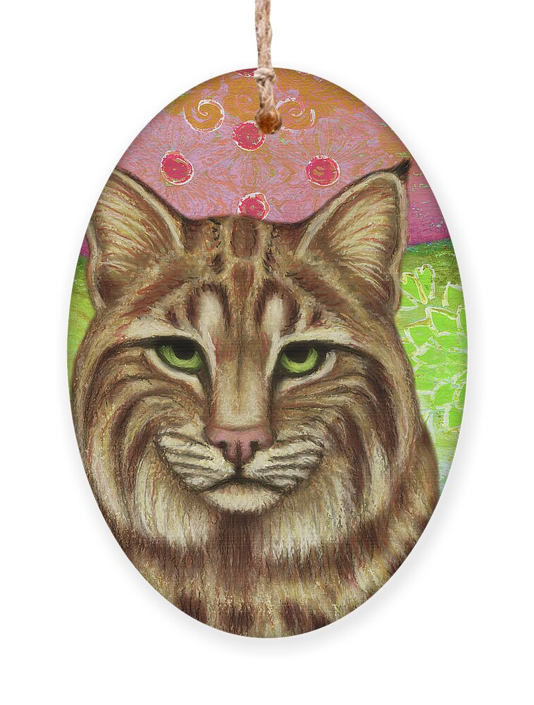 Bobcat Ornament featuring the painting Bold Bobcat Abstract by Amy E Fraser
