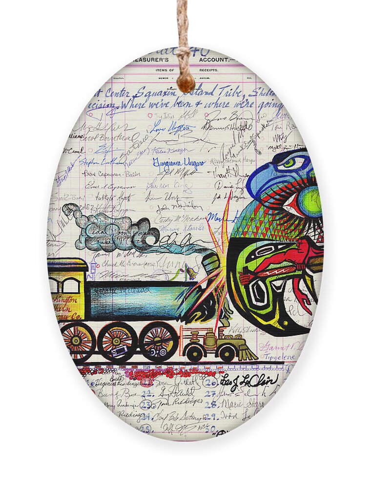 Boldt 40 Decision Ornament featuring the drawing Boldt 40 Ledger by Robert Running Fisher Upham