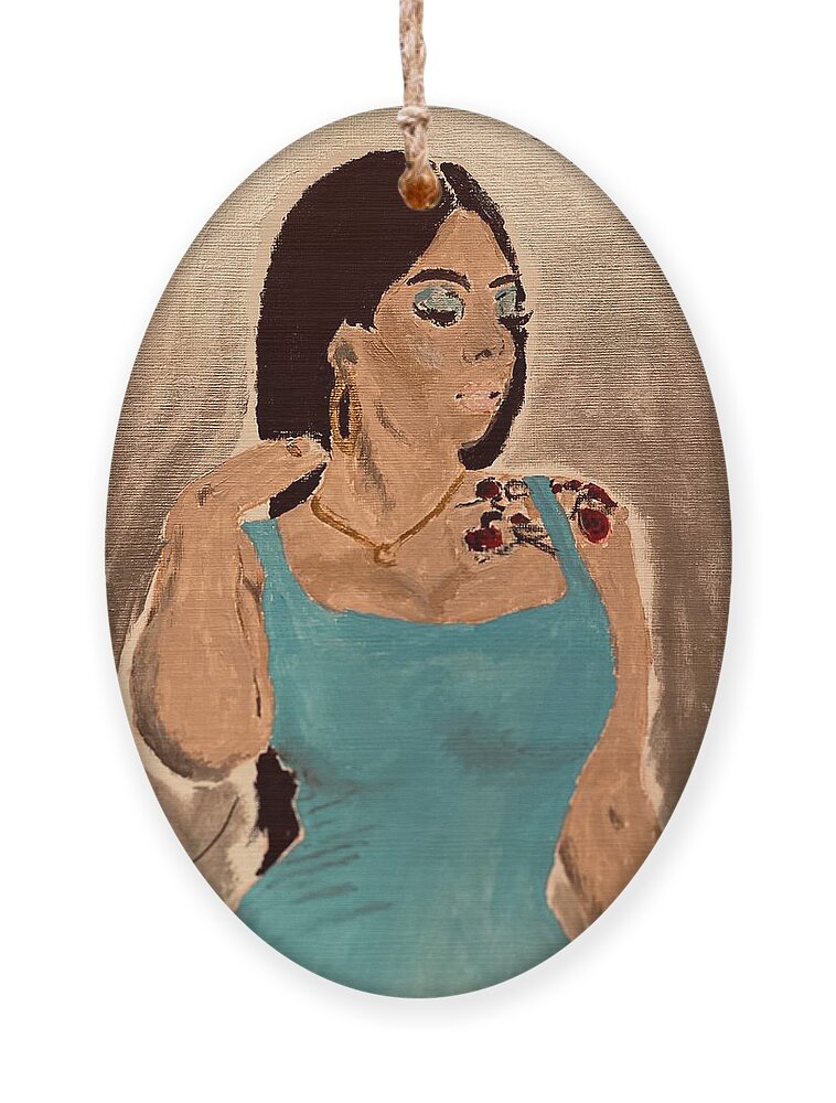 African-american Ornament featuring the painting African-american Beautiful Bombshell by Melody Fowler