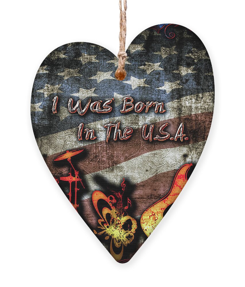 Rock Ornament featuring the digital art Born In The USA by Michael Damiani