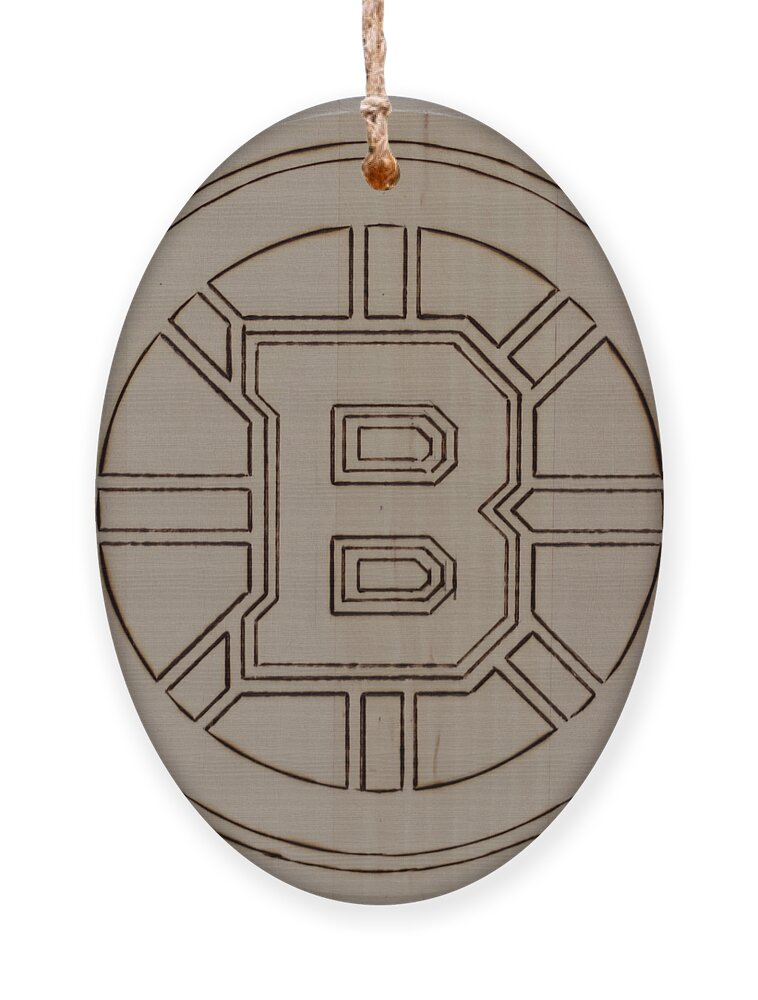 Pyrography Ornament featuring the pyrography Boston Bruins est 1924 - Original Six by Sean Connolly