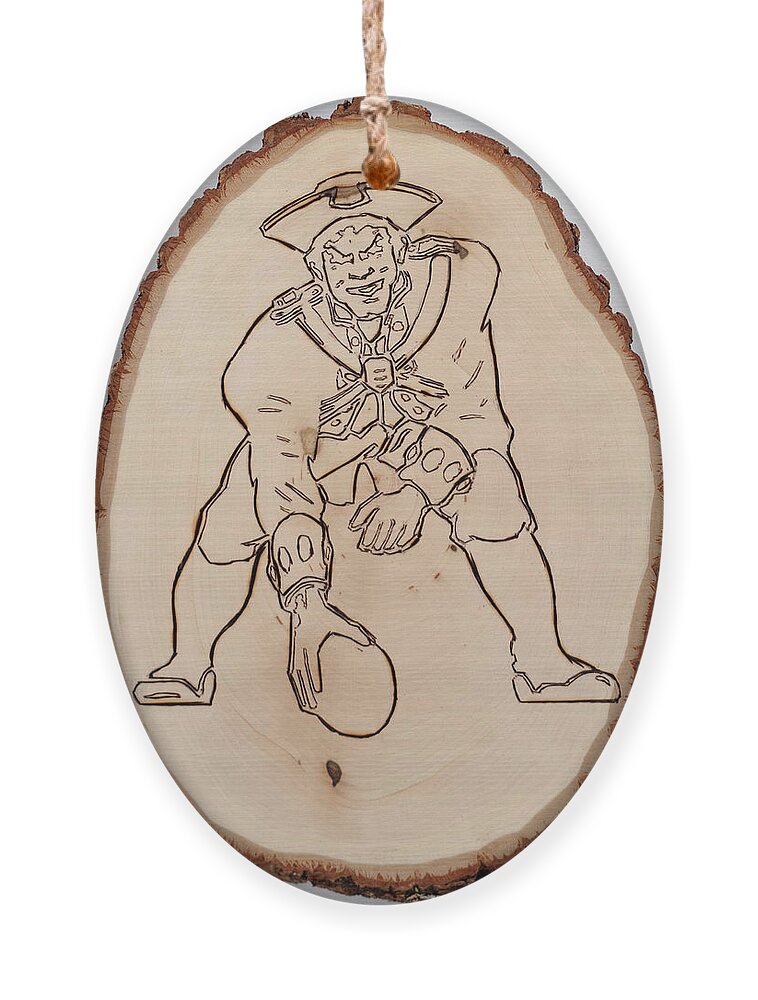 Pyrography Ornament featuring the pyrography Boston Patriots est 1960 by Sean Connolly