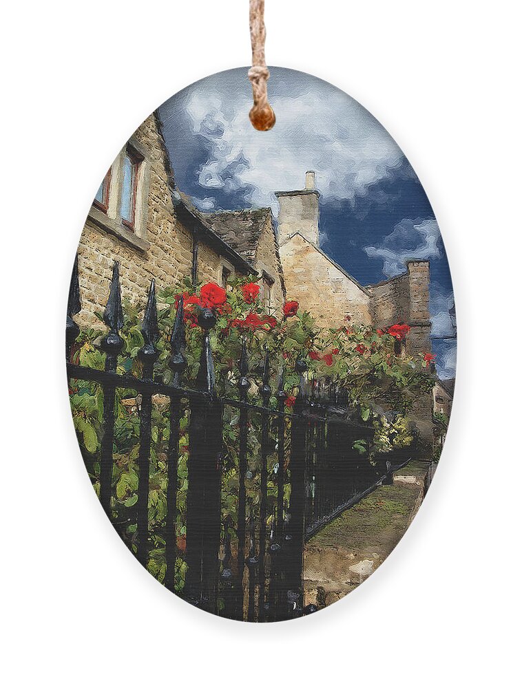 Bourton-on-the-water Ornament featuring the photograph Bourton Red Roses by Brian Watt