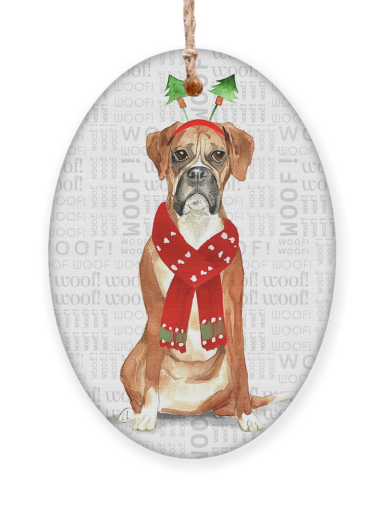 Boxer Ornament featuring the digital art Boxer Christmas Dog by Doreen Erhardt