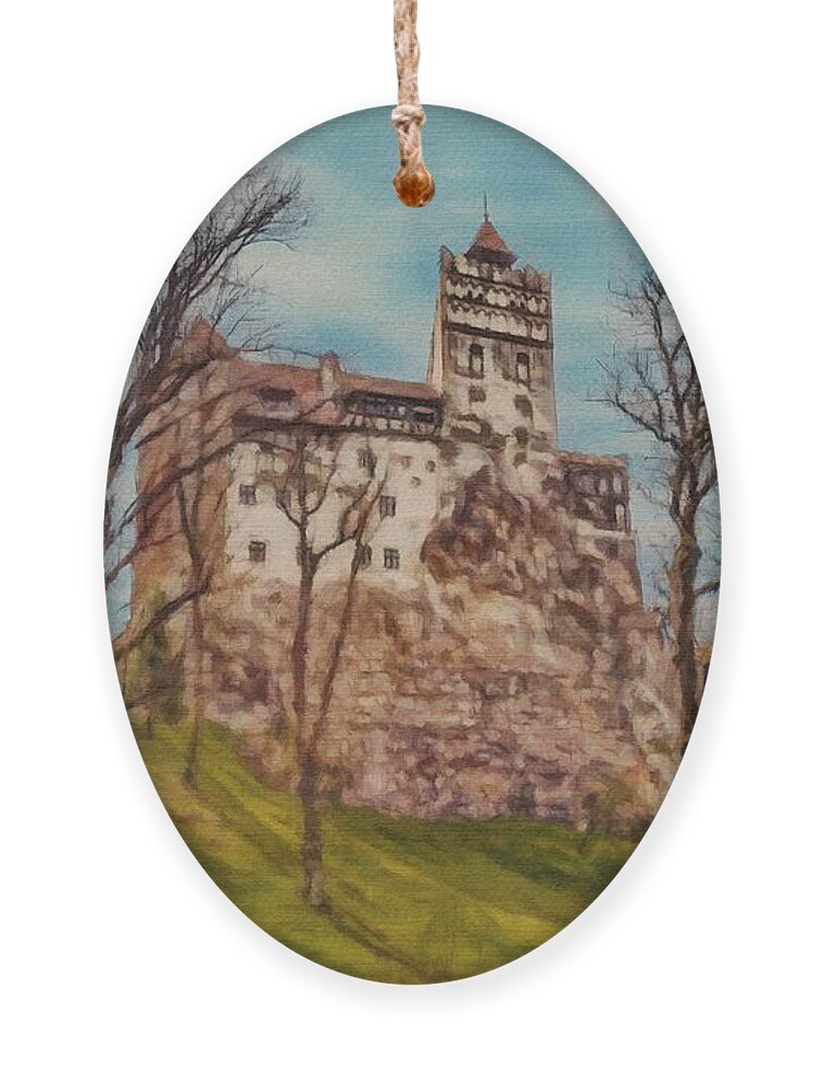 Bran Ornament featuring the painting Bran Castle by Jeffrey Kolker
