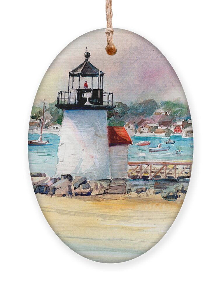 Nantucket Ornament featuring the painting Brant Point Light by P Anthony Visco