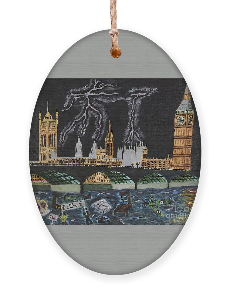 London Ornament featuring the painting Bridge over Troubled waters by David Westwood