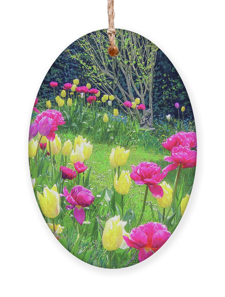 Landscape Ornament featuring the painting Bright Spring Blessings by Jane Small