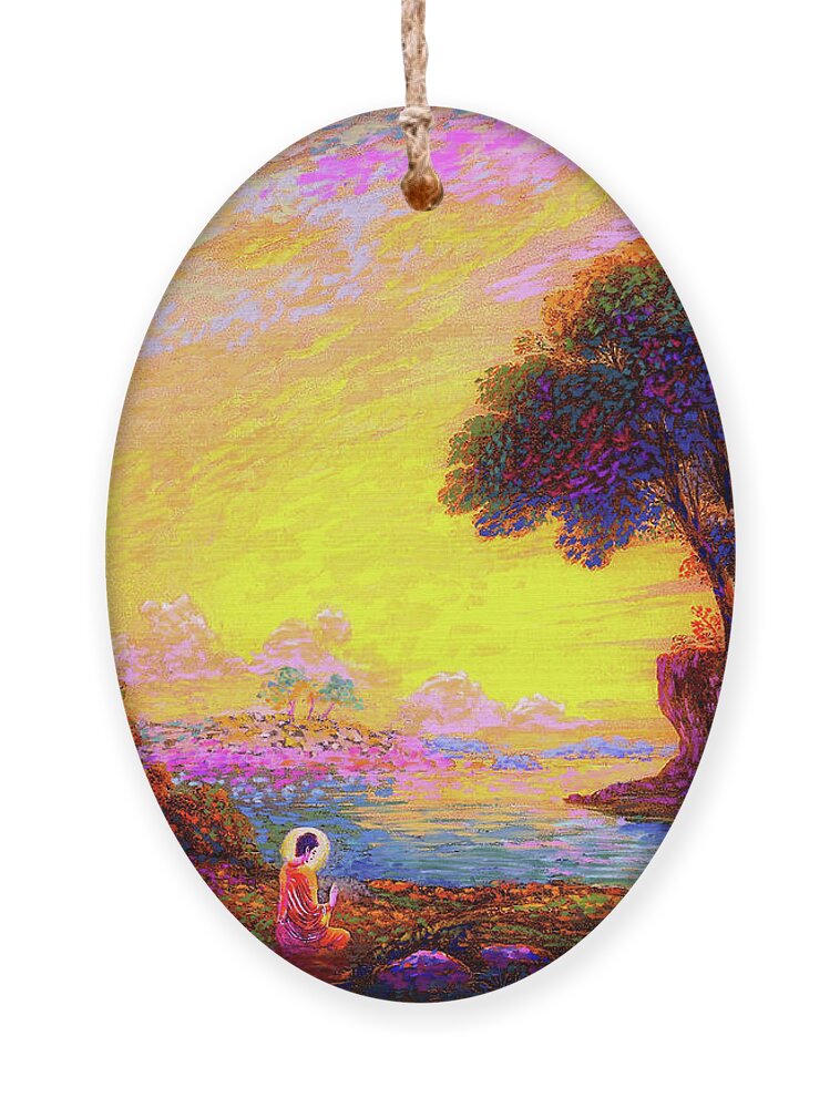 Meditation Ornament featuring the painting Buddha Bliss by Jane Small